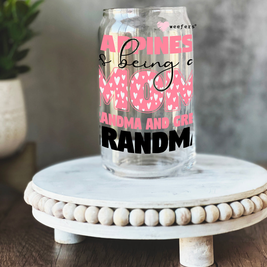 Happiness is Being a Grandma and a Great Grandma 16oz Libbey Glass Can UV-DTF or Sublimation Wrap