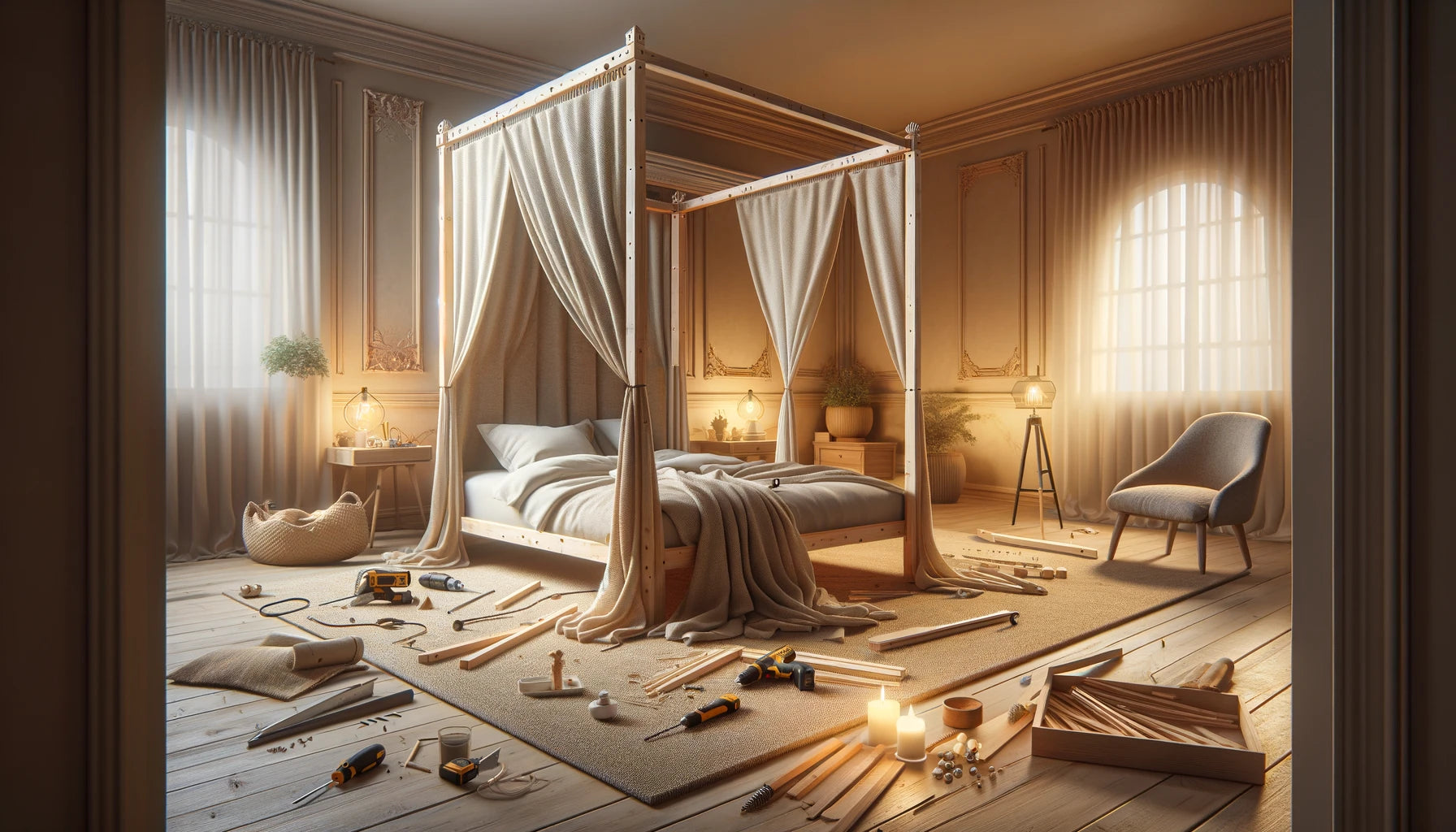Diy bed curtain frame discount