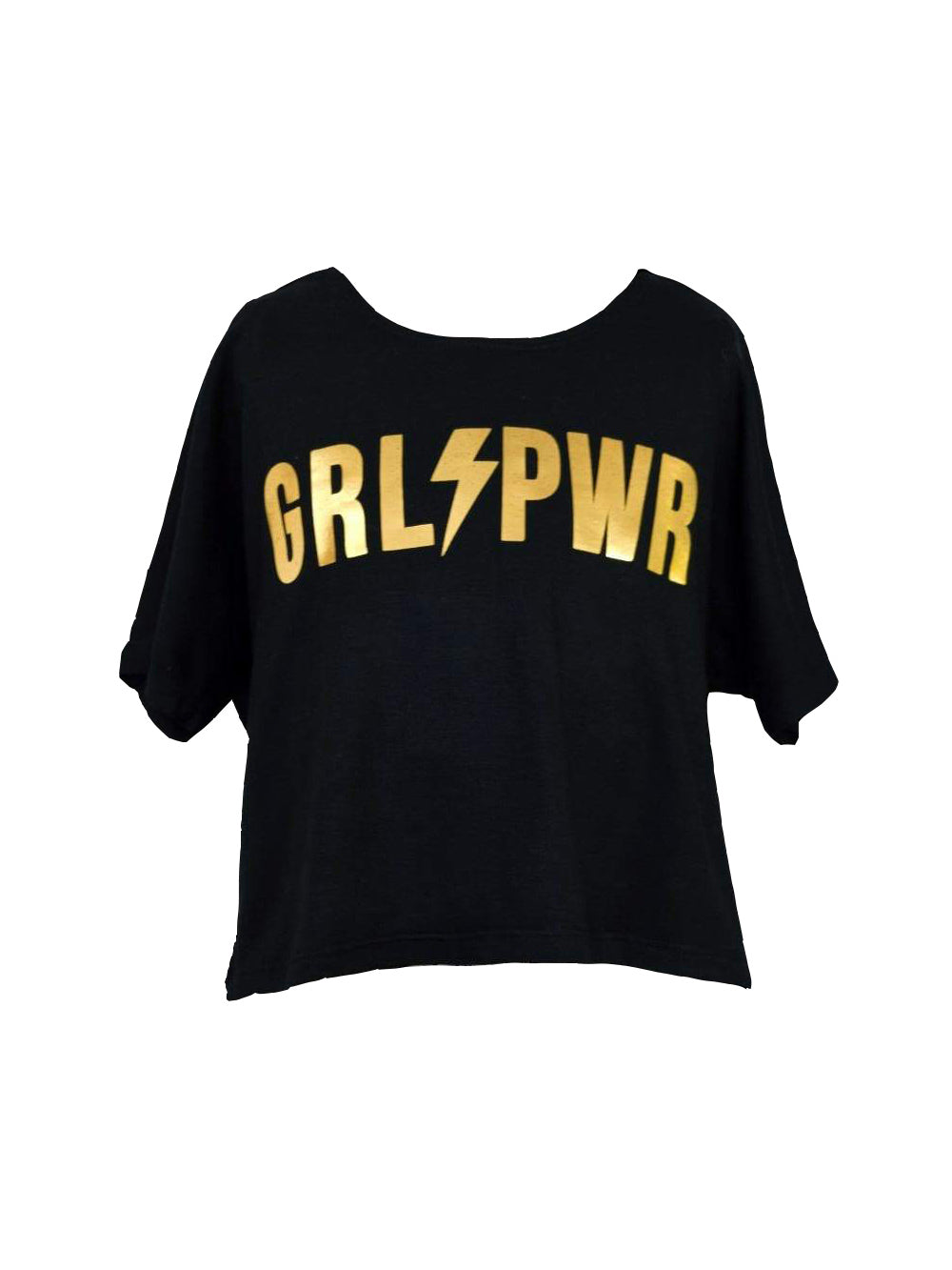 Red Black Patches Boxy Top w/GRL PWR Graphic - Little Mass