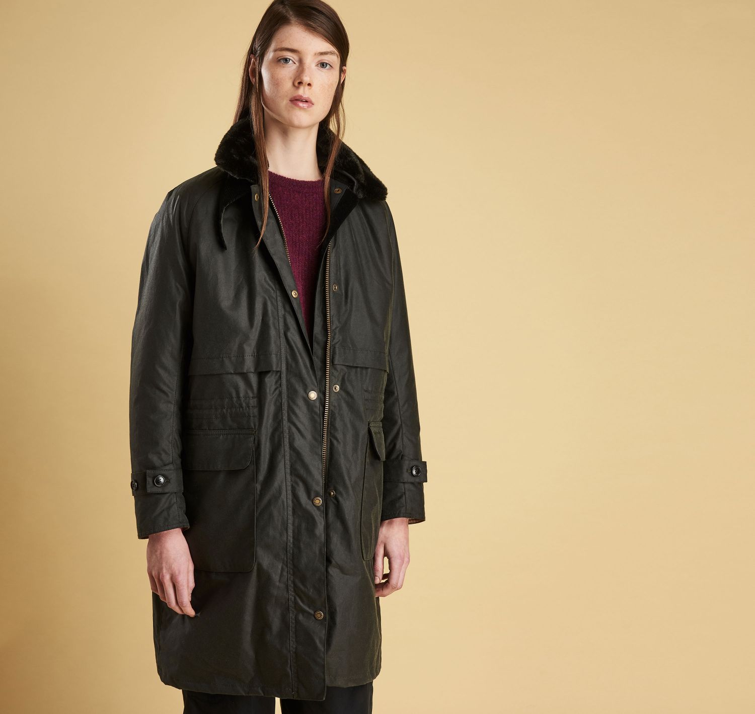 barbour floree wax coat sage