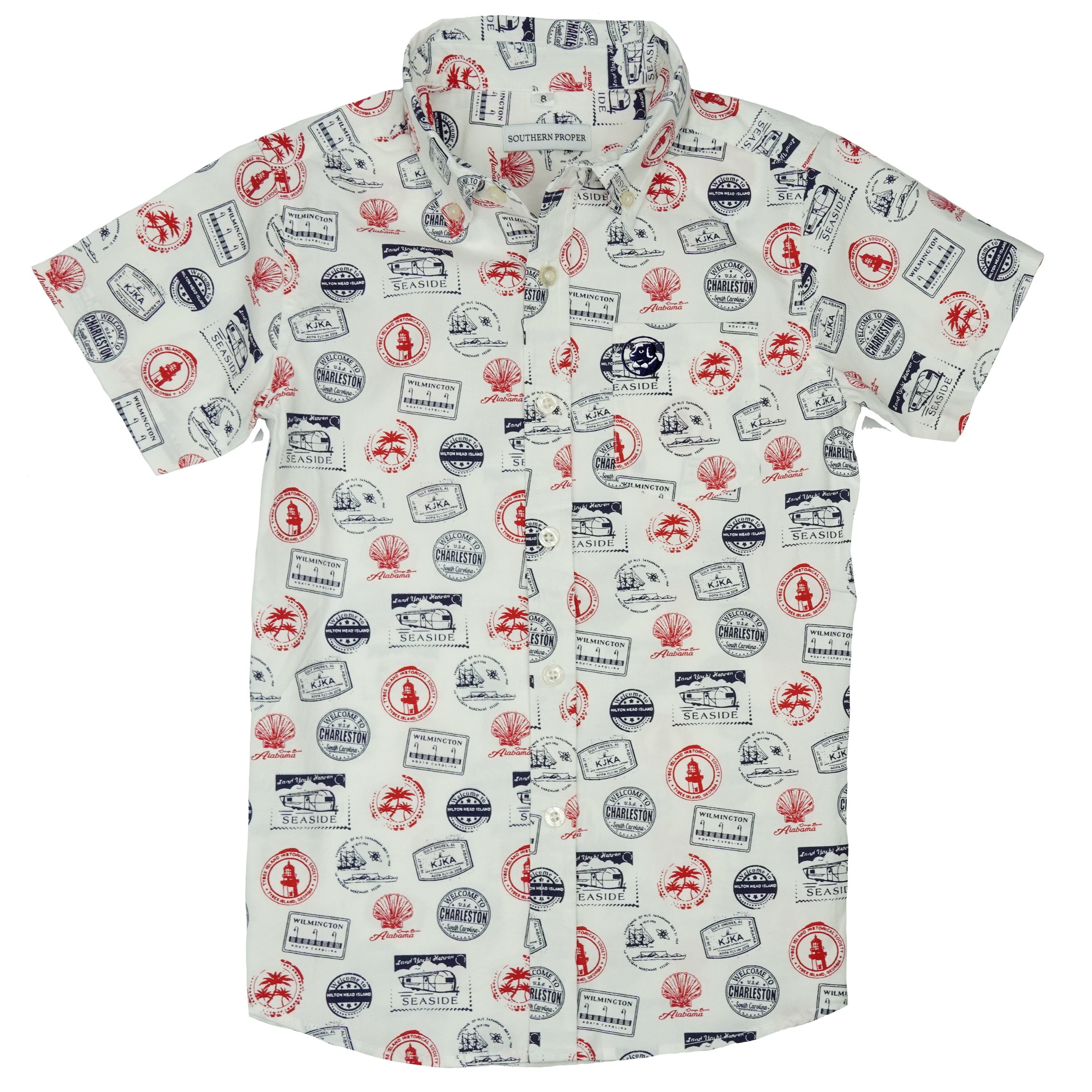 Boys - Social Shirt: Beach Stamps