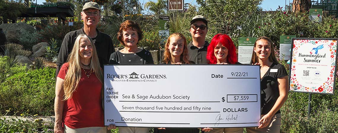 Roger’s Gardens Supports Local Audubon Society with $7,500 Donation