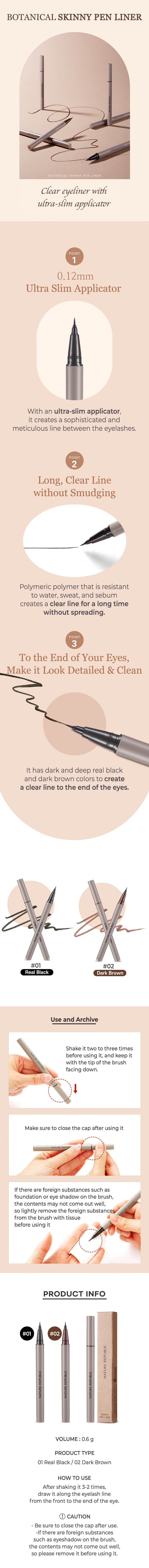 BOGO][2x] Botanical Skinny Pen Liner (Real Black or Dark Brown) – Nature  Republic USA
