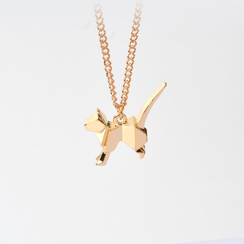 Origami Cat Kitty Pendant Necklace