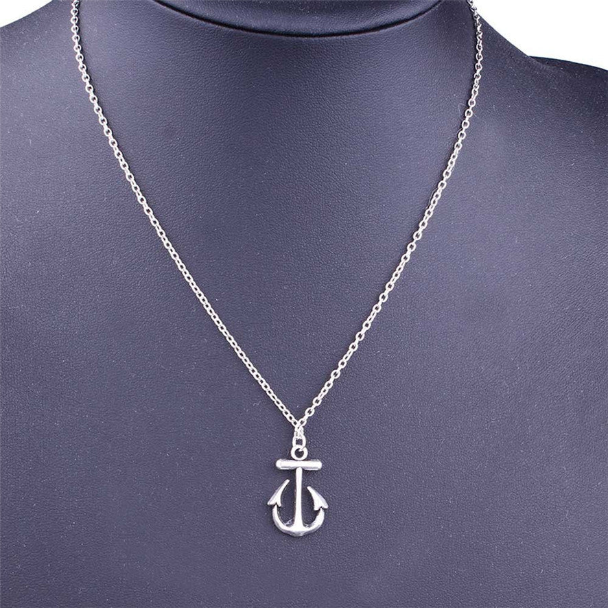 Design Cute Anchor Silver Pendant Bib Necklace