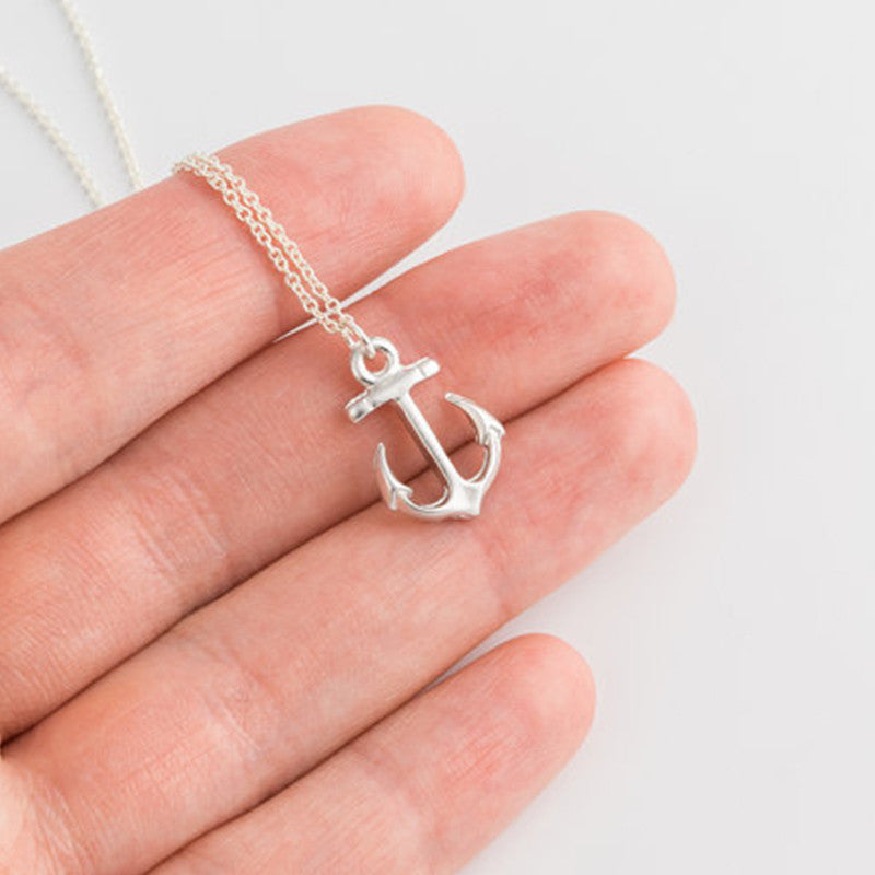 Silver anchor necklace