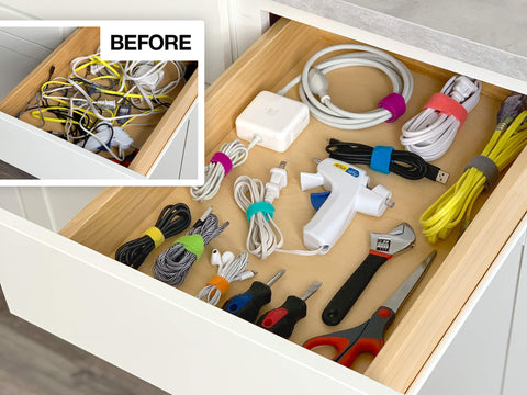 Cable management for your junk drawer - Wrap-it Storage