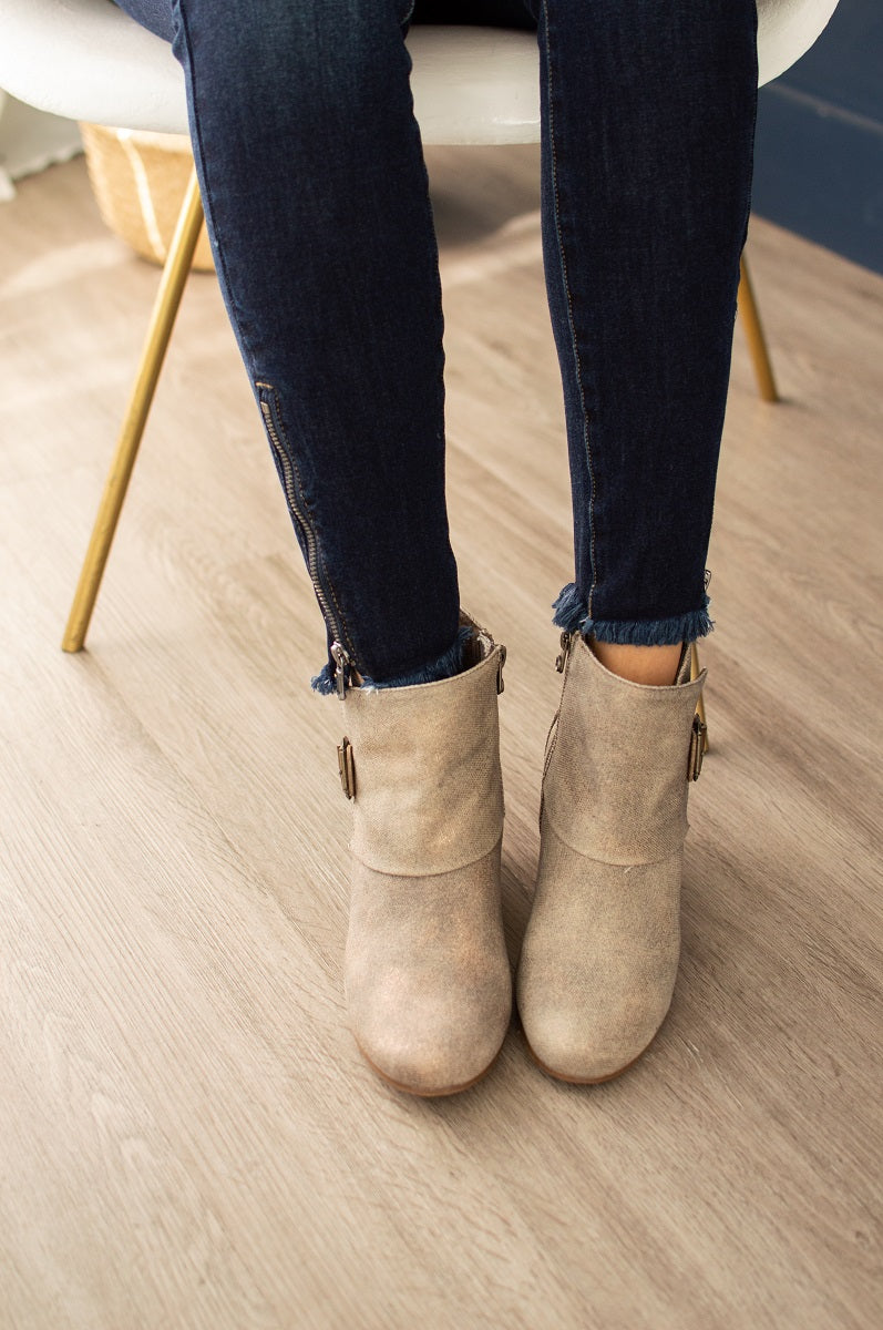 taupe wedge bootie