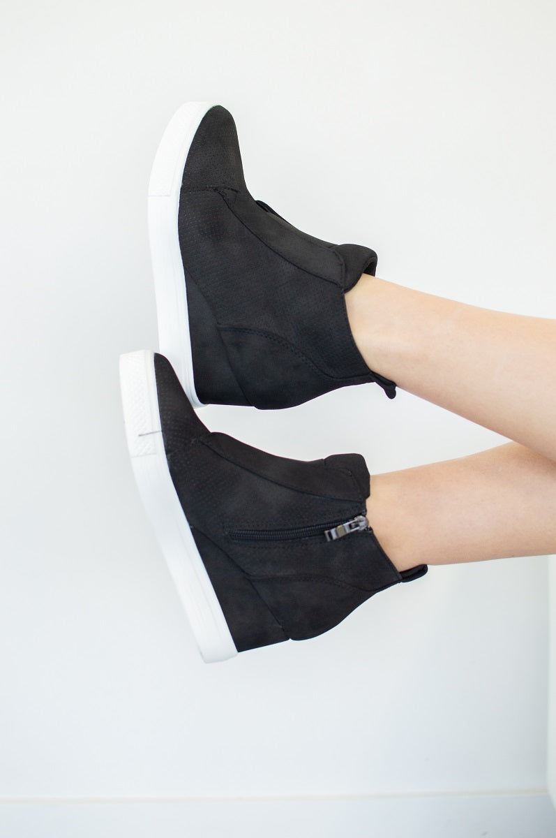 zoey black wedge sneaker