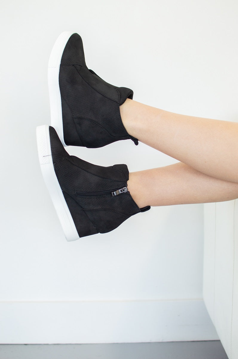 zoey black wedge sneaker