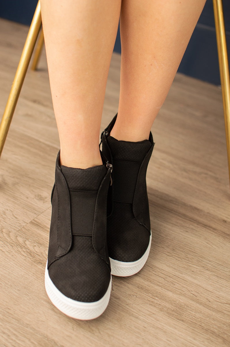 zoey wedge sneaker black