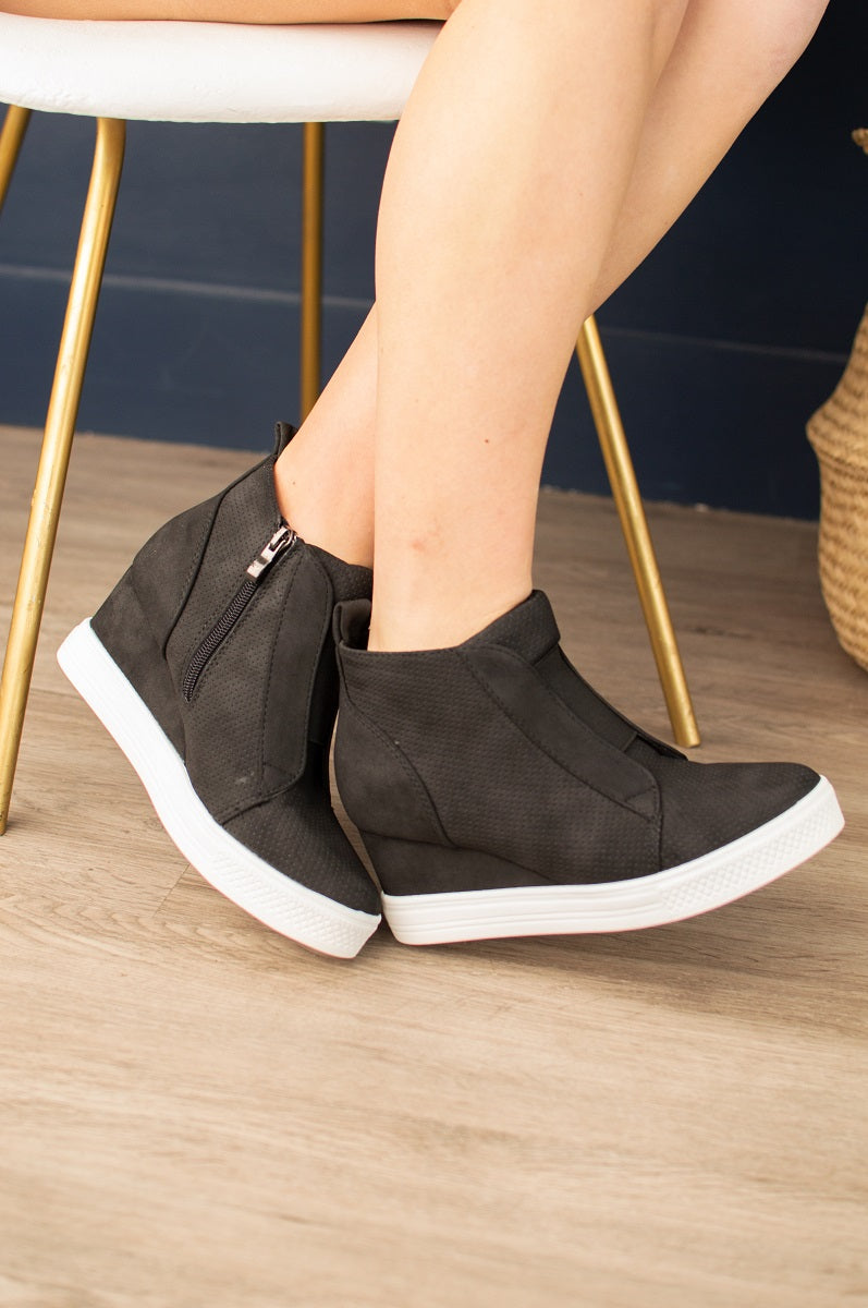 zoey wedge sneaker black