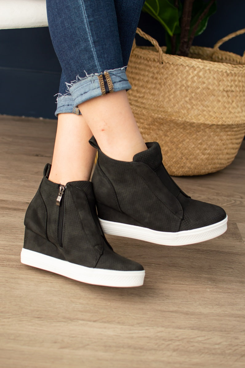 zoey wedge sneaker black