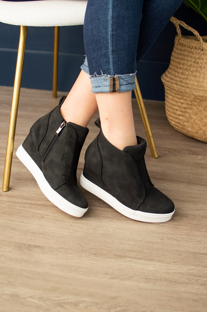 zoey wedge sneaker black