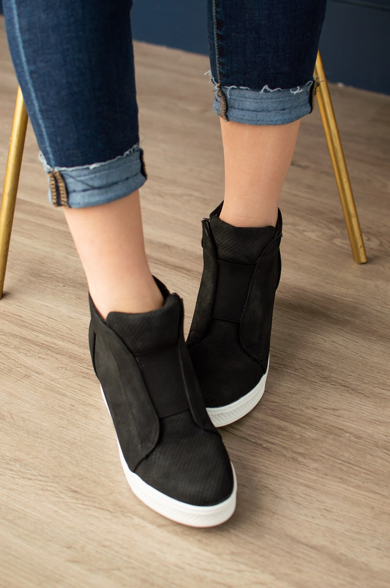 zoey wedge sneaker black