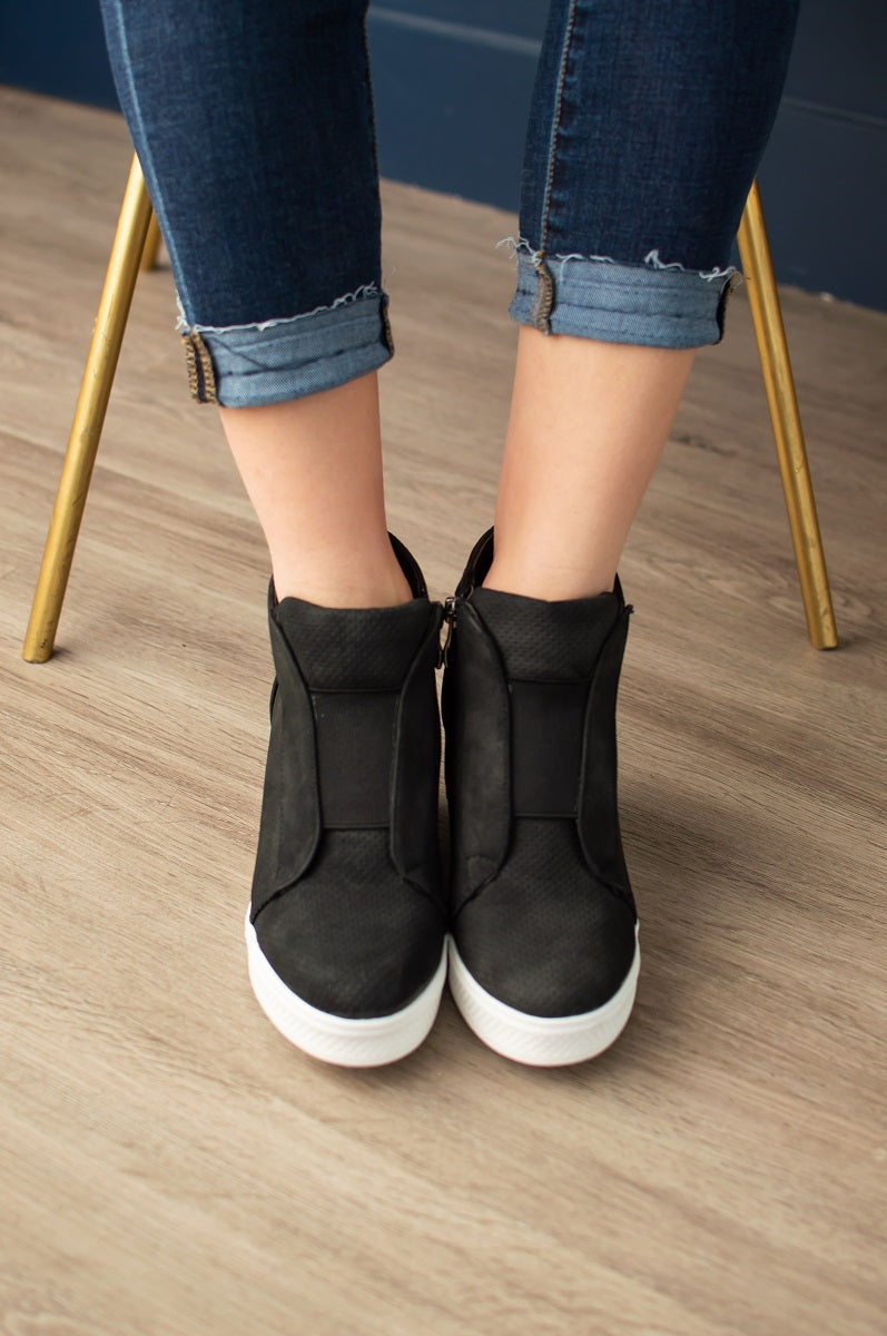 zoey black wedge sneaker