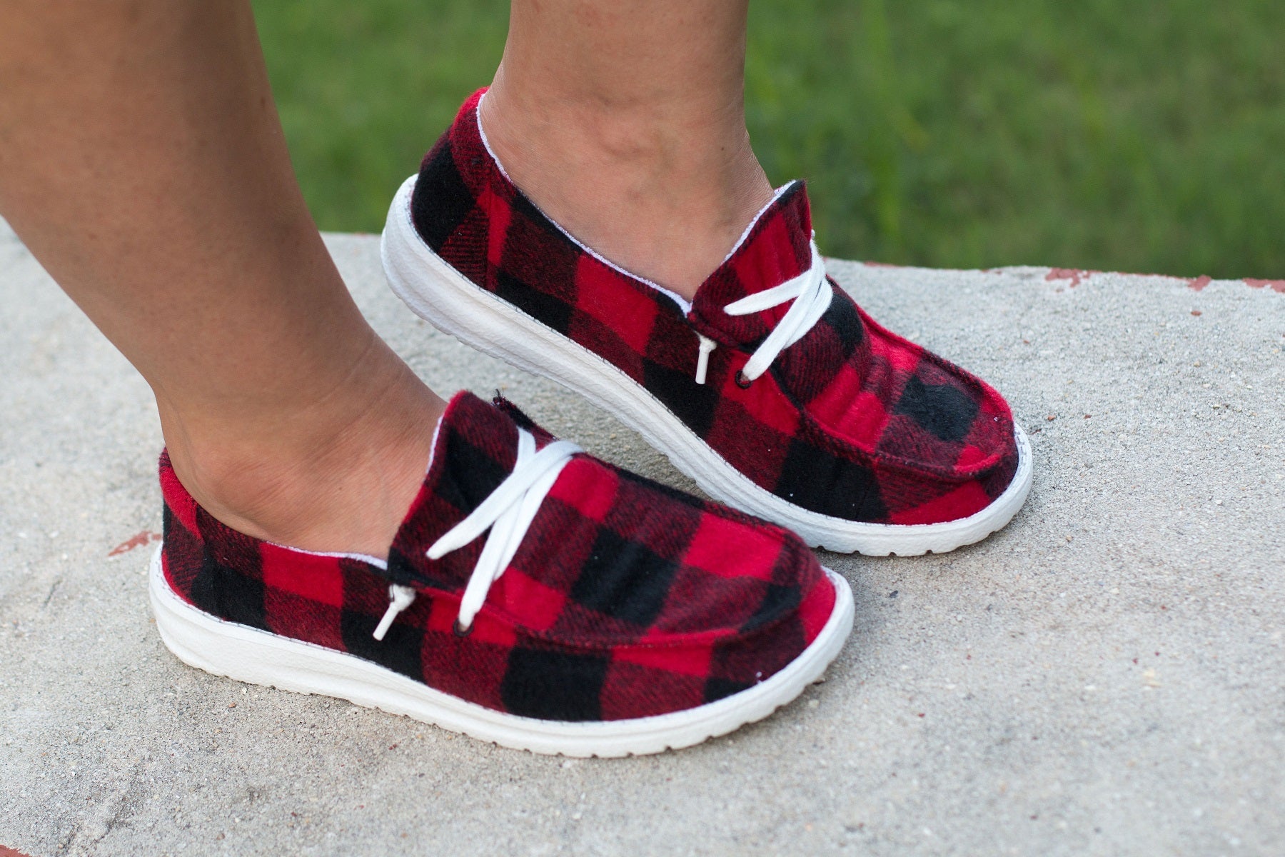 buffalo plaid slip on shoes