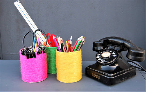 Neon Twine Pencil Holder