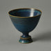 Stig Lindberg for Gustavsberg unique stoneware footed bowl with blue glaze G9358 - Freeforms