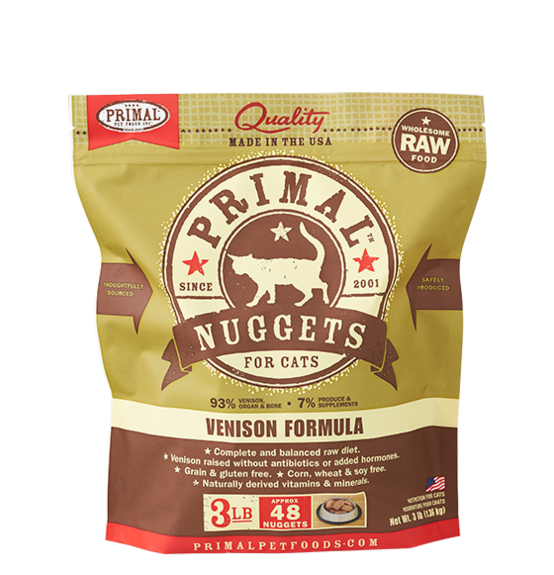 Primal Raw Frozen Venison Nuggets Cat Food