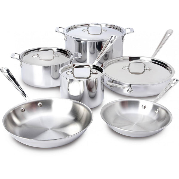 All-Clad D5 5-Ply Brushed Stainless Steel Cookware Set 14 Piece Induction  Oven Broiler Safe 600F Pots and Pans Silver