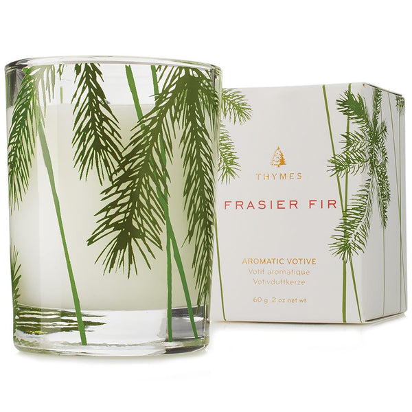 Thymes - Frasier Fir Frosted Plaid Candle Set at CandleDelirium
