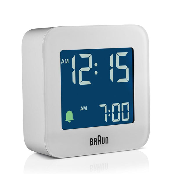 Braun Classic Travel Analogue Alarm Clock – White/White