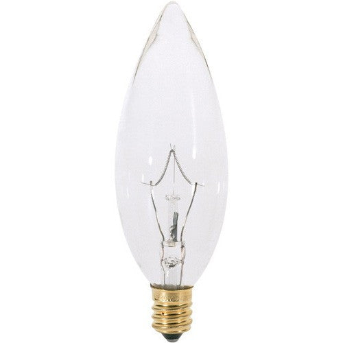 Bulbrite 15W 130V Clear Bent Tip Decorative Bulb, E12 Base, 15CFC/25  (130V)