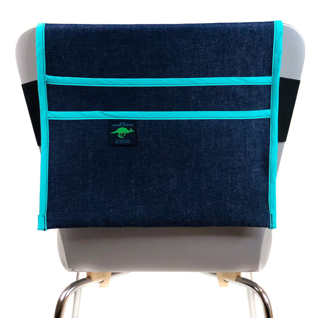 Aussie Pouch Classic Adjustable Chair Pocket Teal Trim