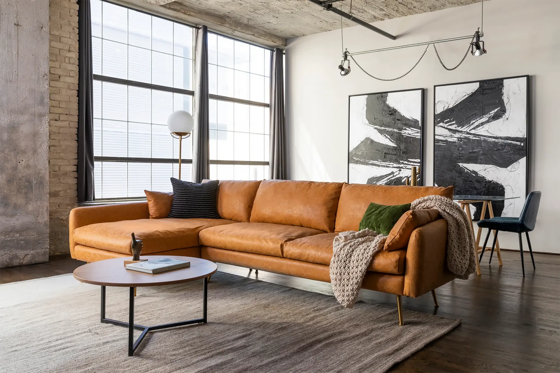 Park Sectional Sofa (Distressed Vegan Leather)