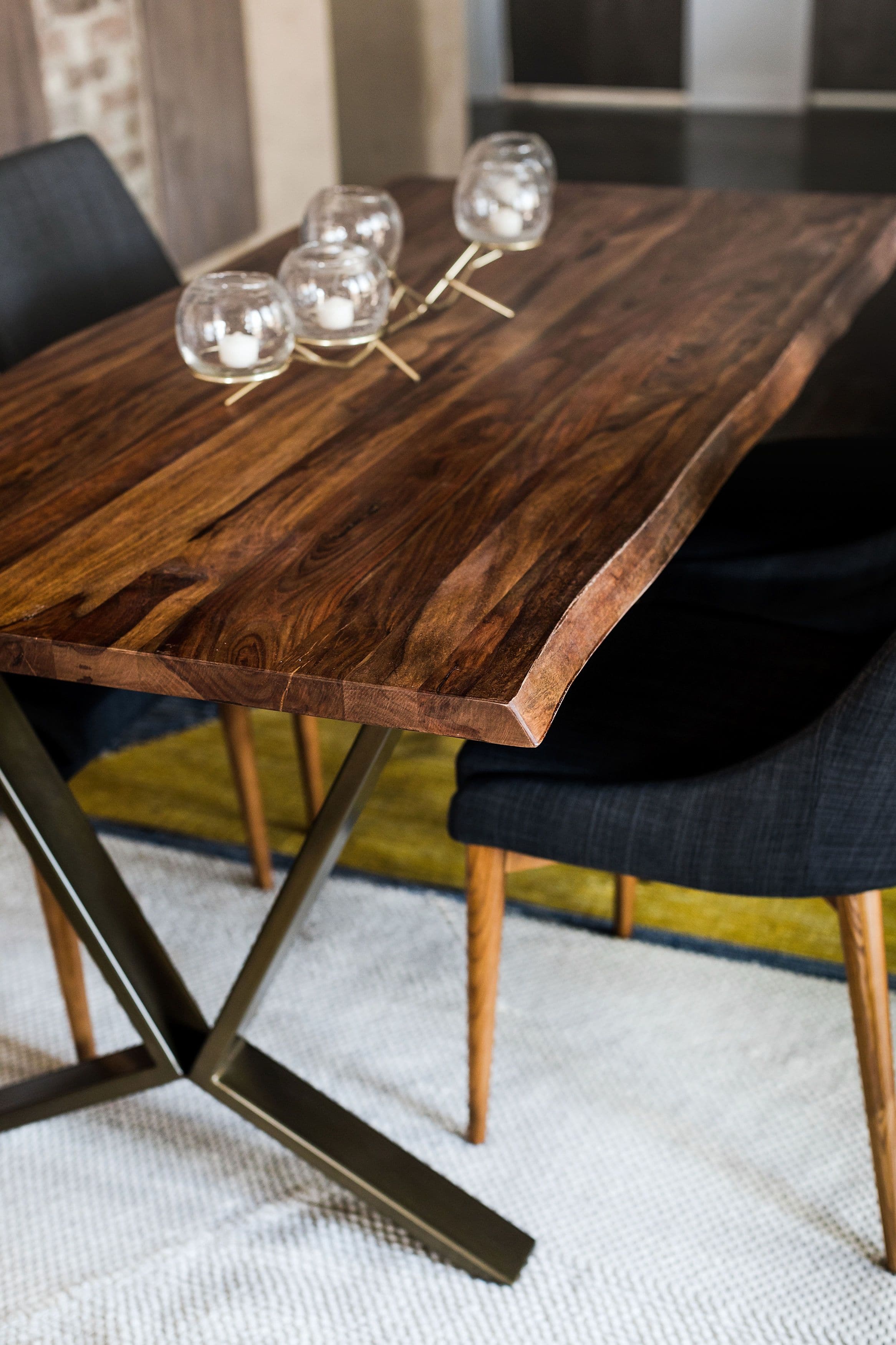 Zoe Modern Live Edge Dining Table 65 Inches Kitchen Table Edloe Finch Furniture Co