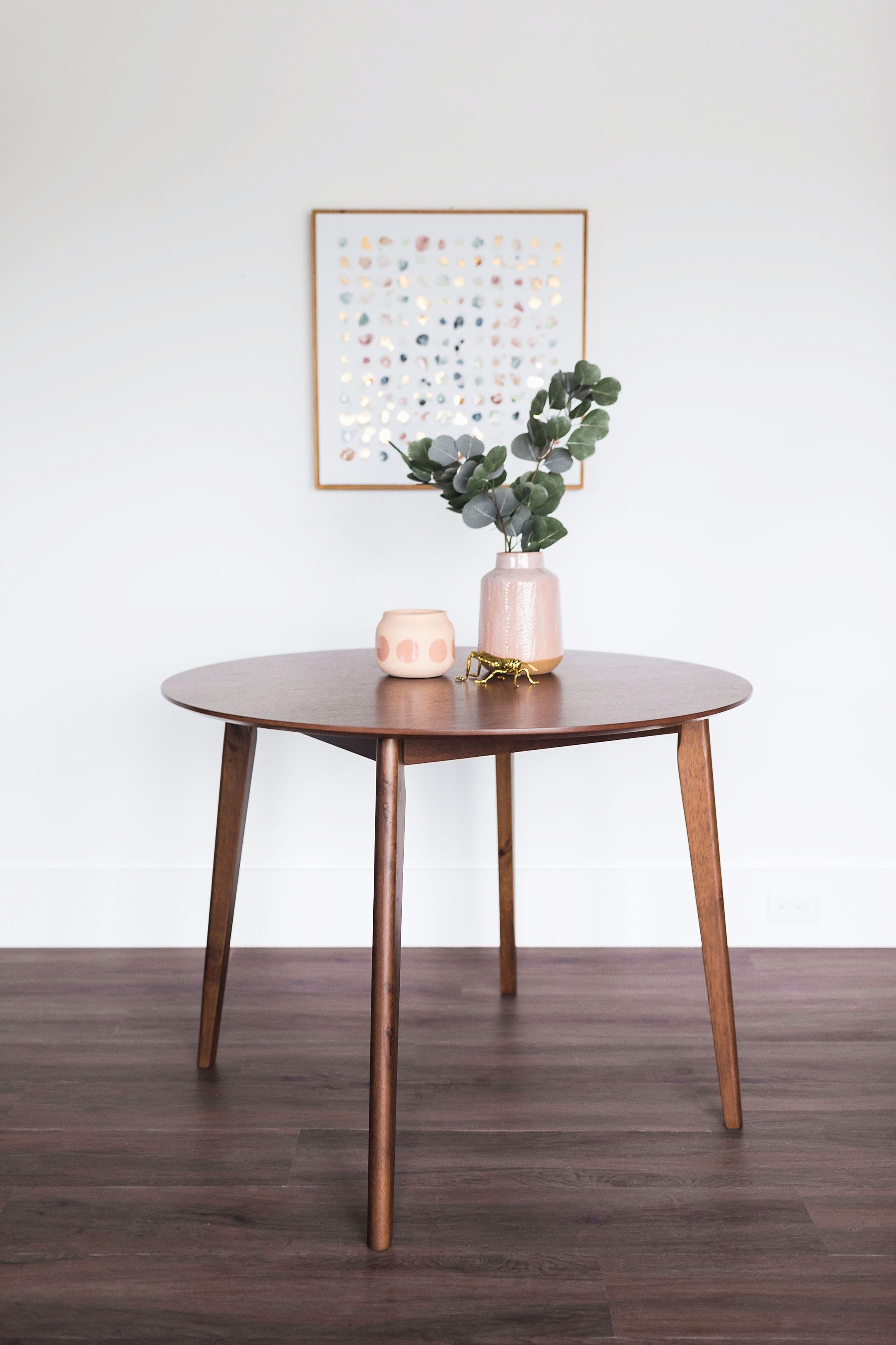 small round walnut dining table