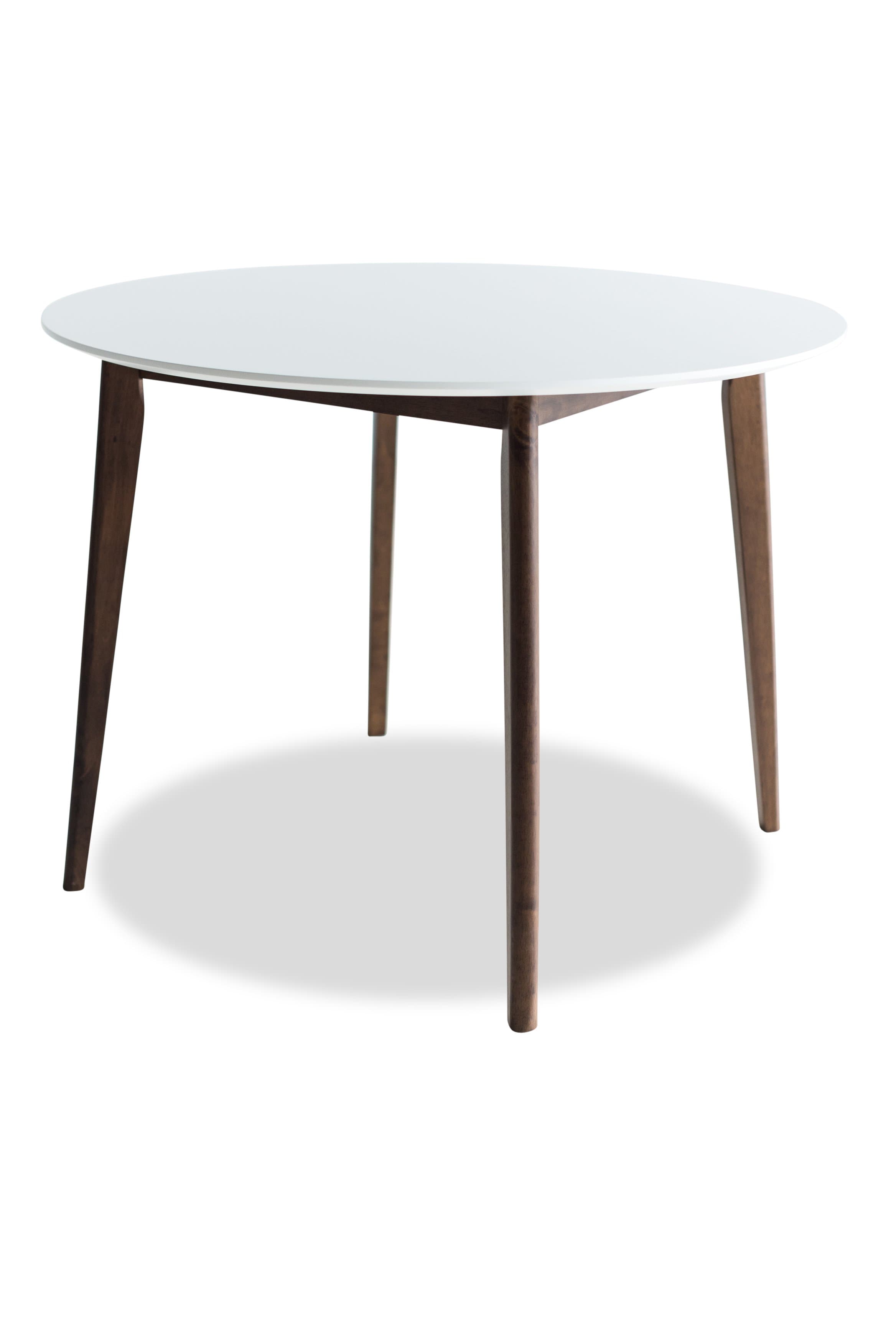 Alia Mid Century Modern Round Dining Table Small Kitchen Table White Edloe Finch Furniture Co