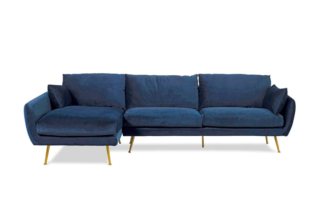 Harlow Sectional Sofa (Midnight Blue Velvet)