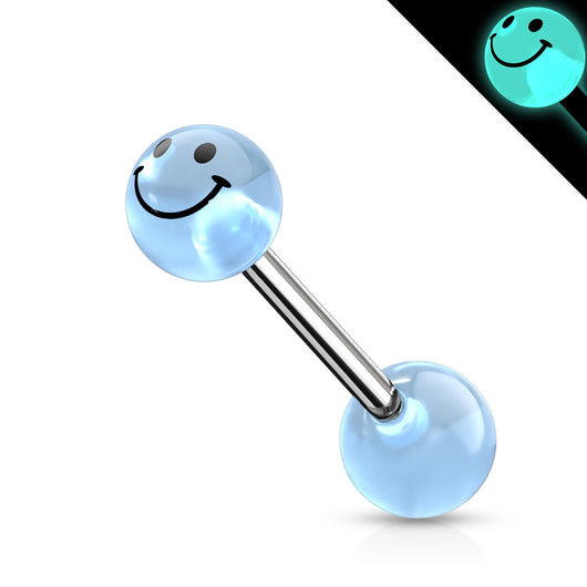 Blue Glow In The Dark Smile Face Ball 