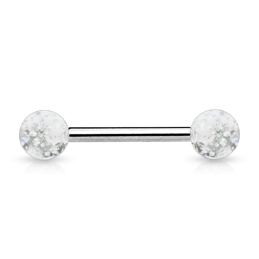 6 mm Acrylic Ultra Glitter Balls Nipple Barbell Tongue Rings ...