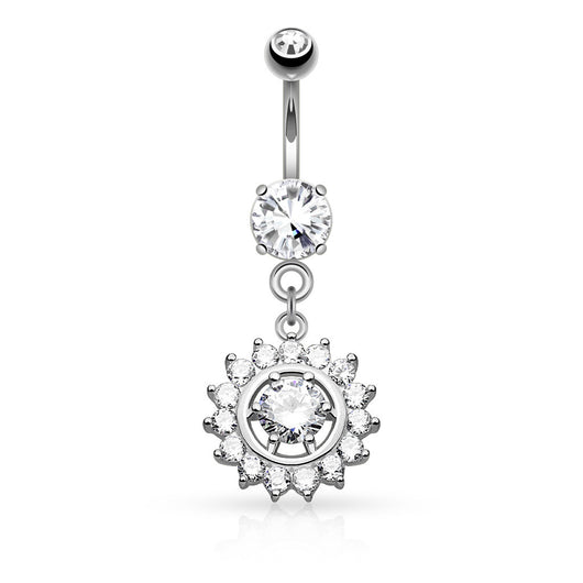 Claw Set CZ Dangle Surgical Steel Belly Button Navel Rings ...