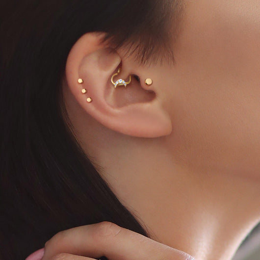 CZ Paved Crescent Heart Shape Ear 