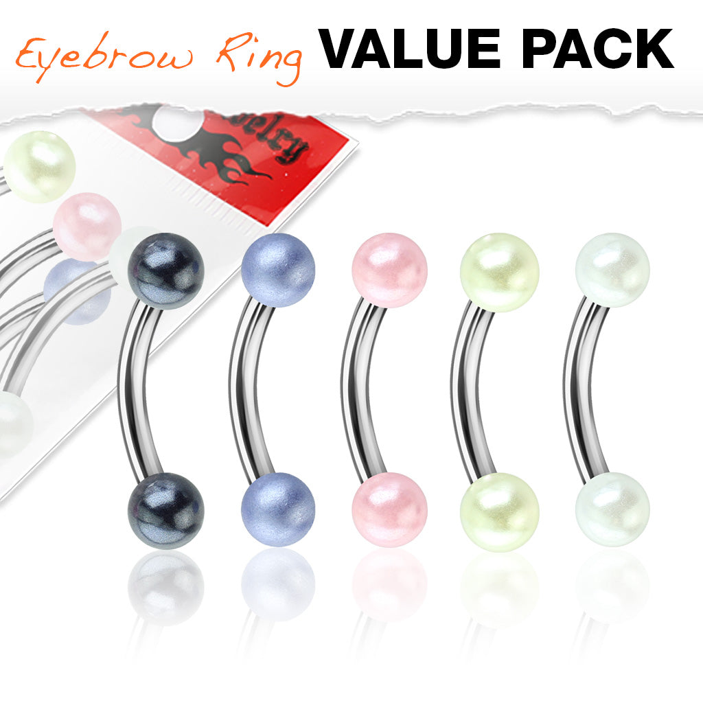 Coat Acrylic Balls Surgical Steel Eyebrow Curve Ring Pack ...