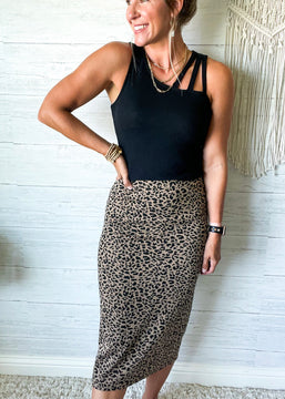 Leopard Midi Pencil Skirt