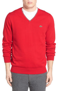 lacoste men's v neck sweater