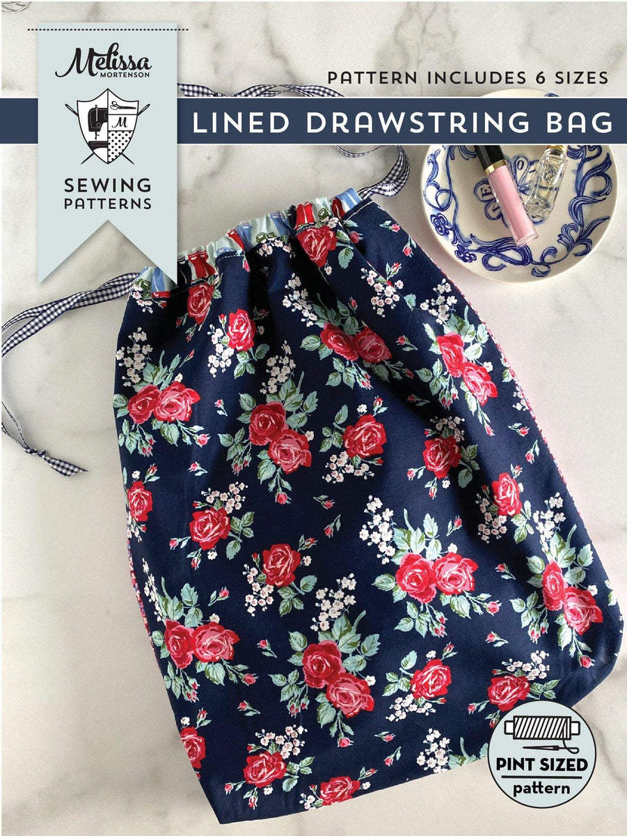 Reversible Lined Drawstring Bag Pattern in 6 Sizes | Digital PDF