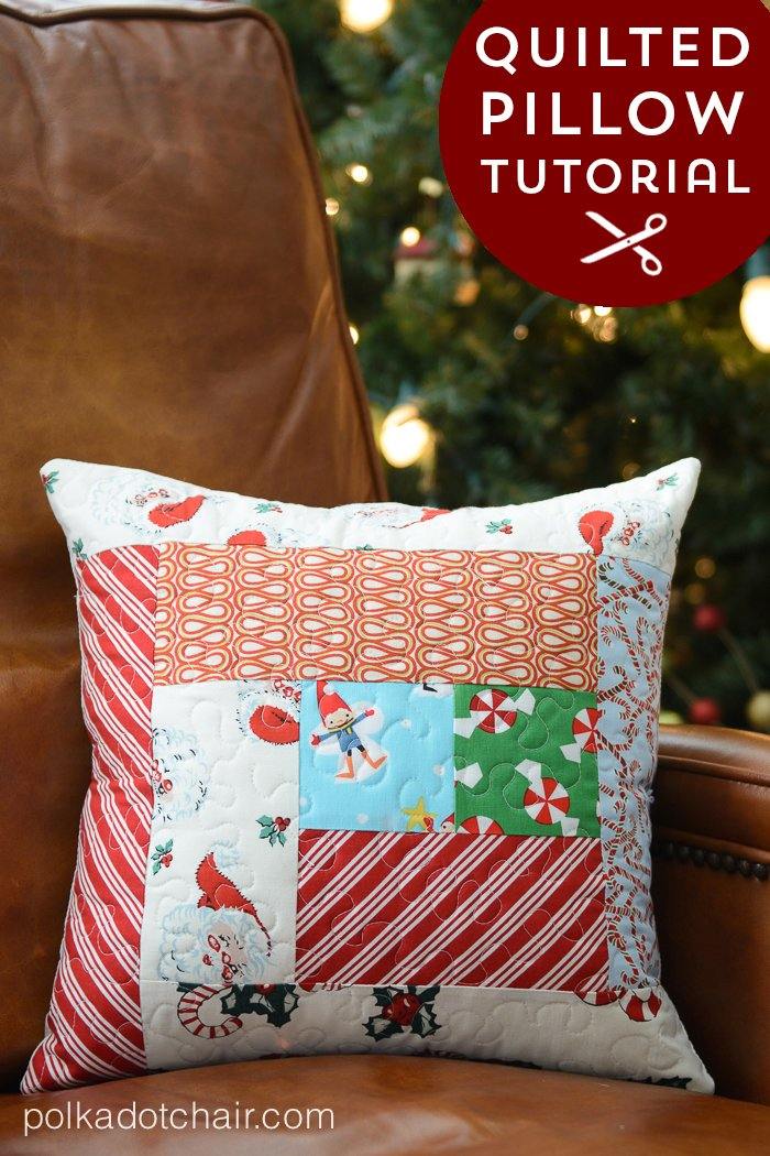 Patchwork Quilted Christmas Pillow Tutorial