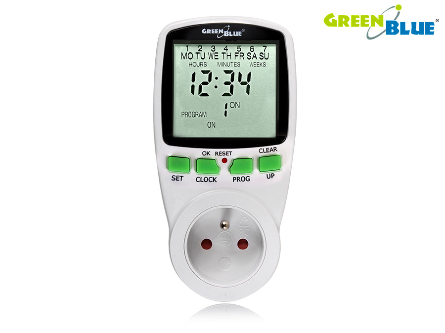 GreenBlue GB107G Timer Digitale Programmabile con spina Schuko 16 Programmi