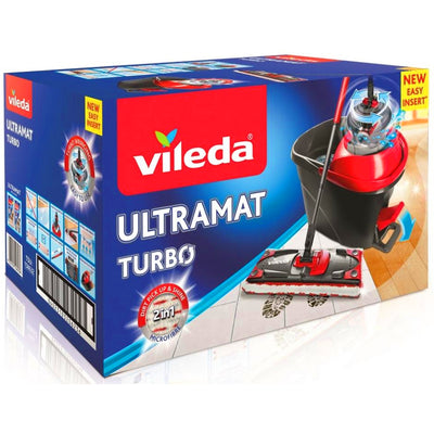 Vileda 163427 Vileda Ultramat Turbo XL Ensemble de la poignée de godet à la  vadrouille plate Tête rotative Microfibre Squeeze – Euroelectronics EU