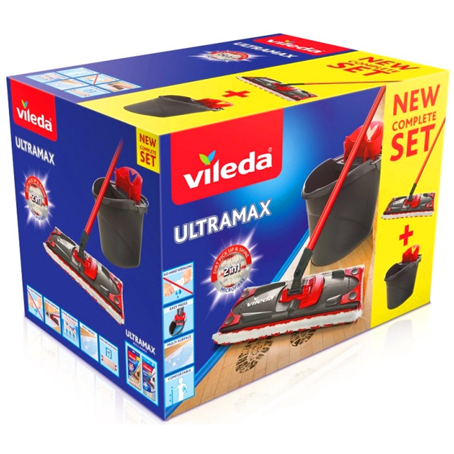 Vileda Ultramat Turbo XL Vadrouille plate avec seau avec un