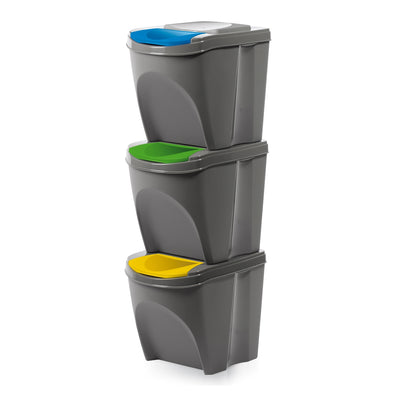 Prosperplast Sortibox – Set Bins of 35L 4x Euroelectronics Grey EU Recycling Sorting 