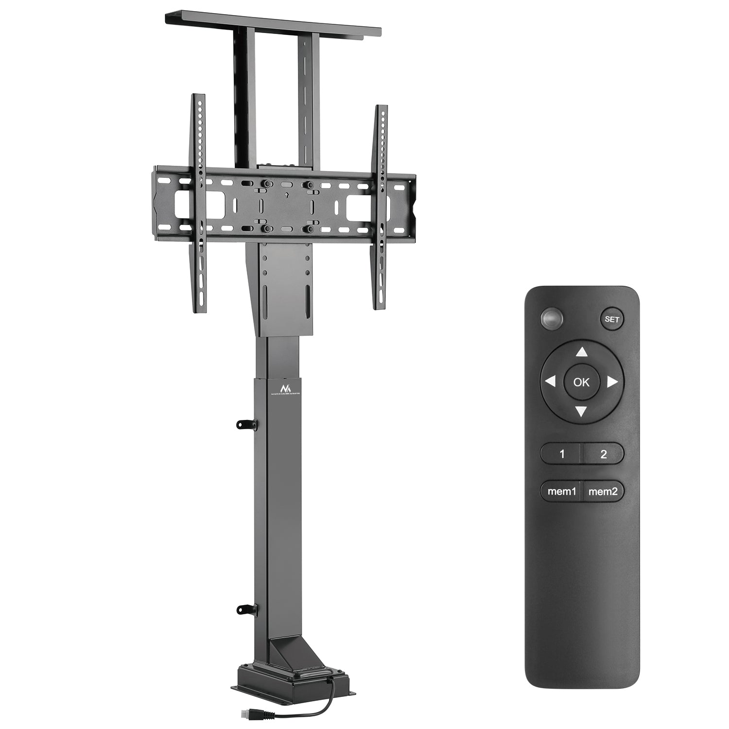 Maclean MC-866 Electric TV Lift Mount Bracket Universal Adjustable 37'' - 65" Remote Control 50kg VESA Ceiling & Floor Mount - Euroelectronics EU product image