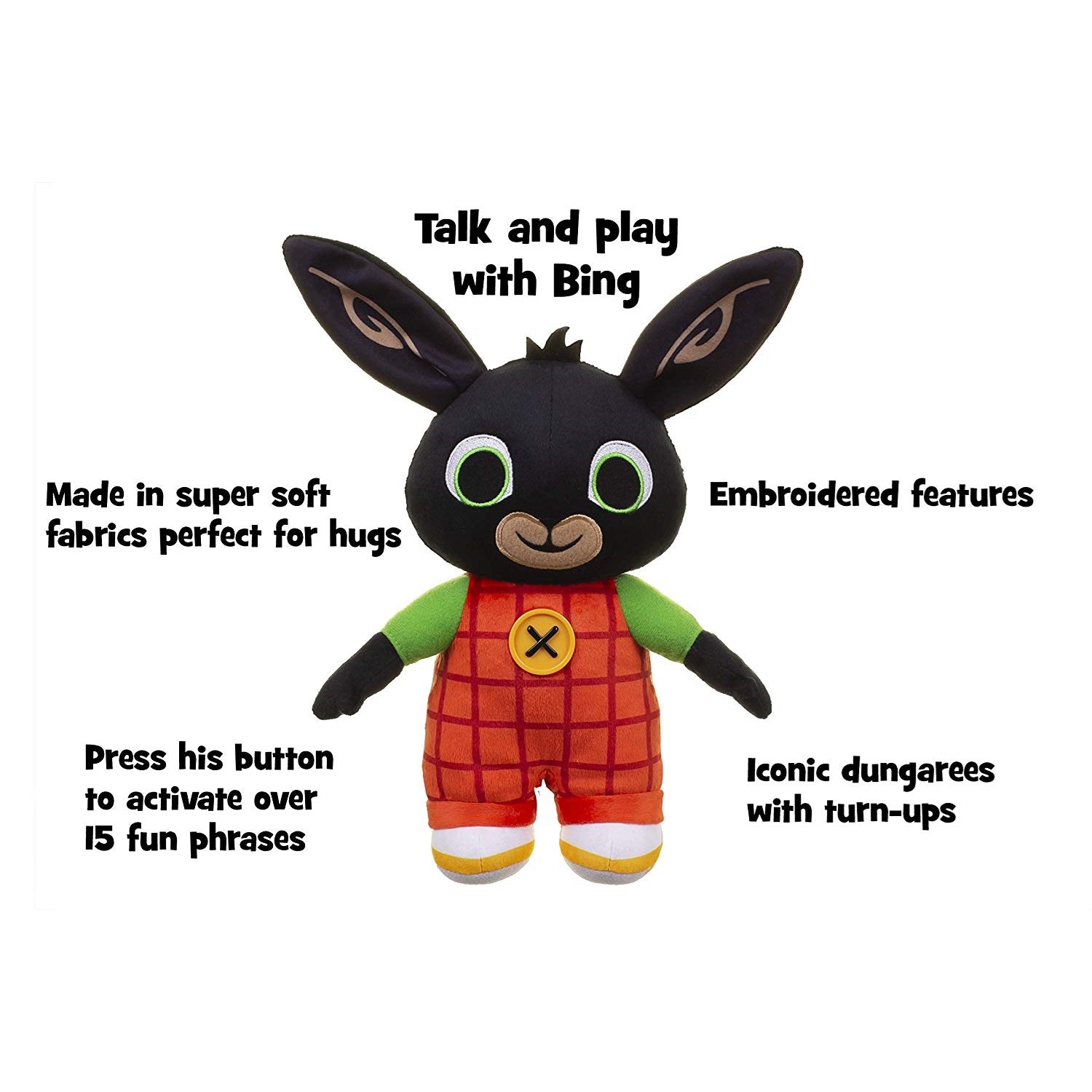 BING BUNNY Hoppity Voosh Plush Doll Toy, High-Quality Button Bing Gift for  Kids