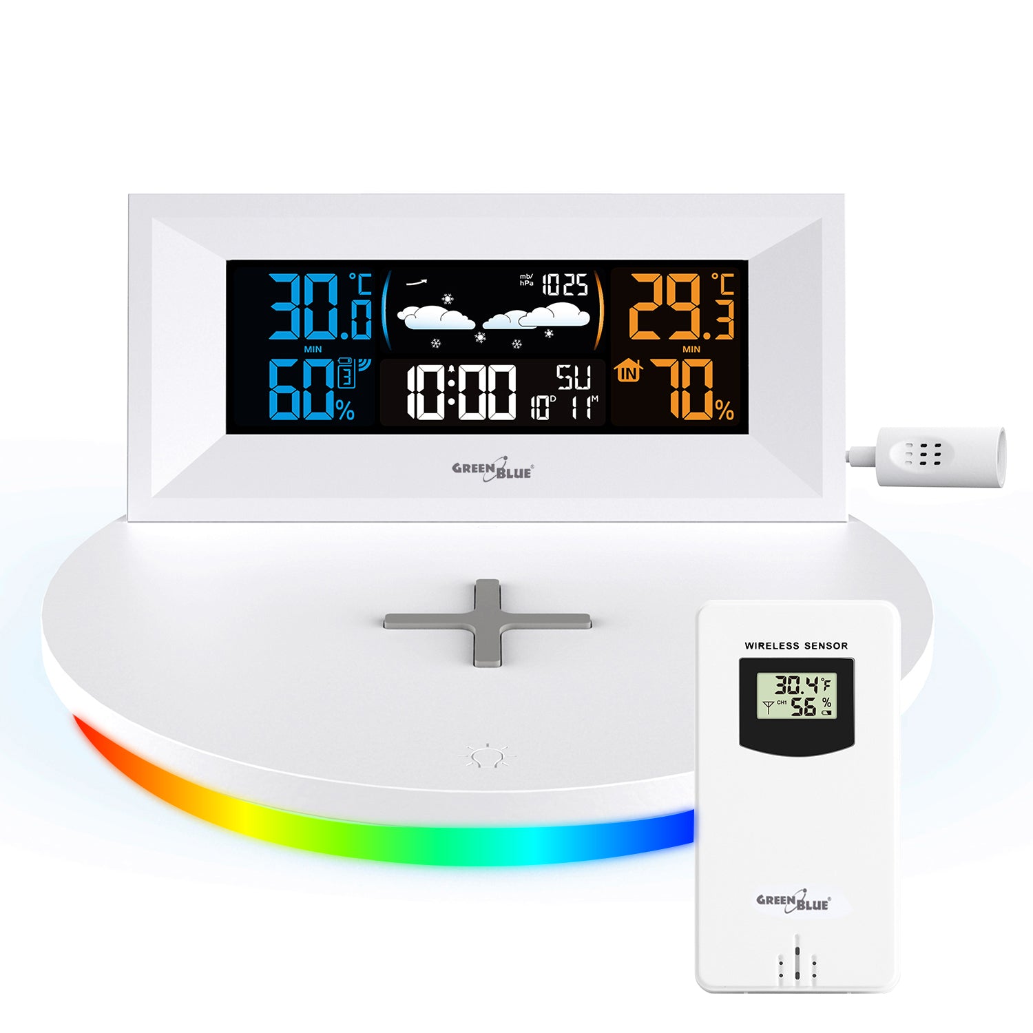 Station météo Wifi, thermomètre extérieur intérieur sans fil wlan avec 3  capteurs extérieurs, avec écran LCD